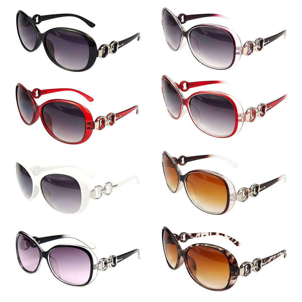YQVIE 8 Pack Round Oversized Sunglasses Bulk for Women Shades Retro Plastic Large Trendy Sunglasses Set