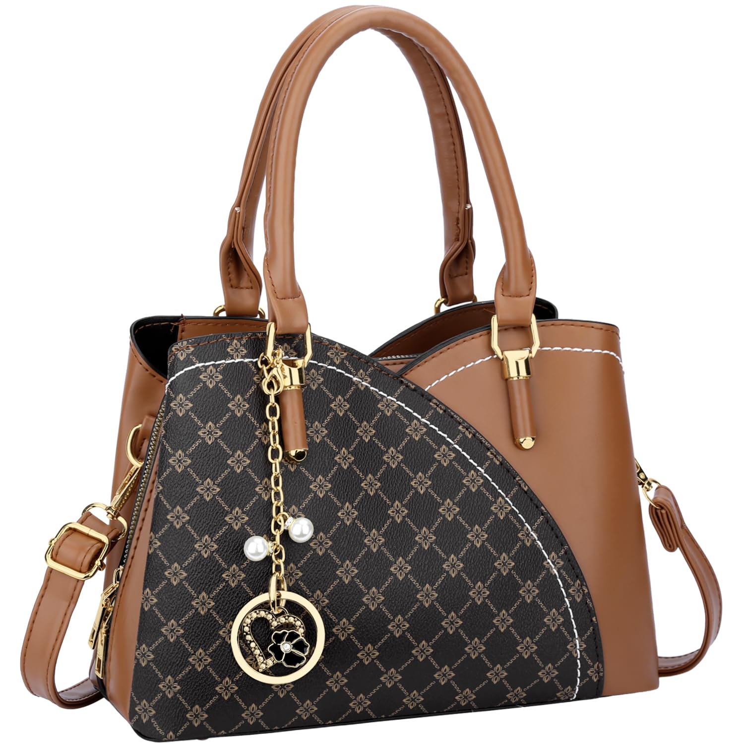 KKXIU Triple Compartments Purses and Handbags for Women Fashion Ladies Satchel Shoulder Top Handle Bag