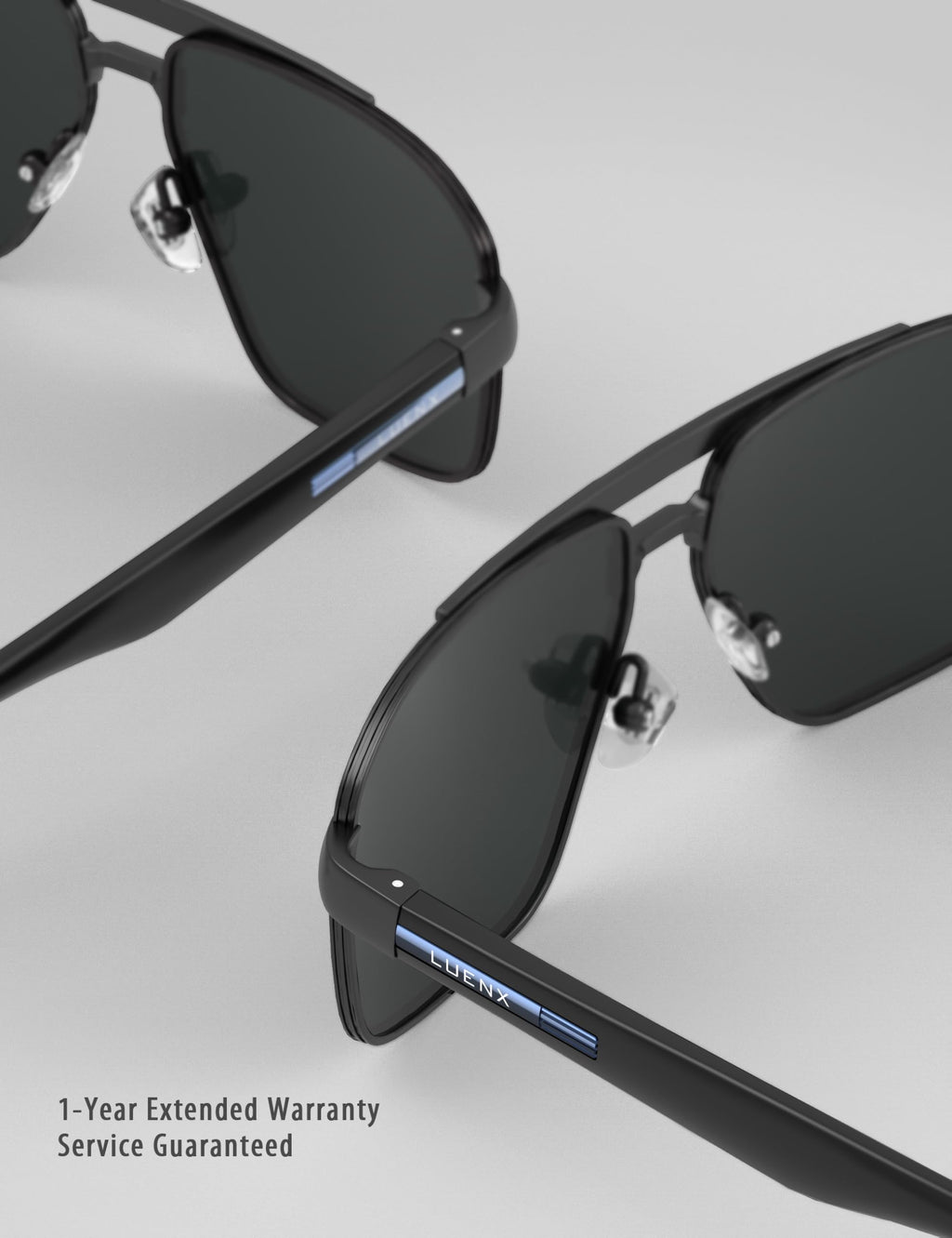 LUENX Aviator Sunglasses for Men Square Polarized Polygon Lens - UV 400 Protection