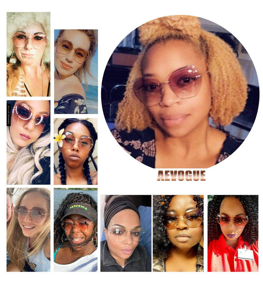 AEVOGUE Sunglasses For Women Oversized Rimless Diamond Cutting Lens Sun Glasses AE0534