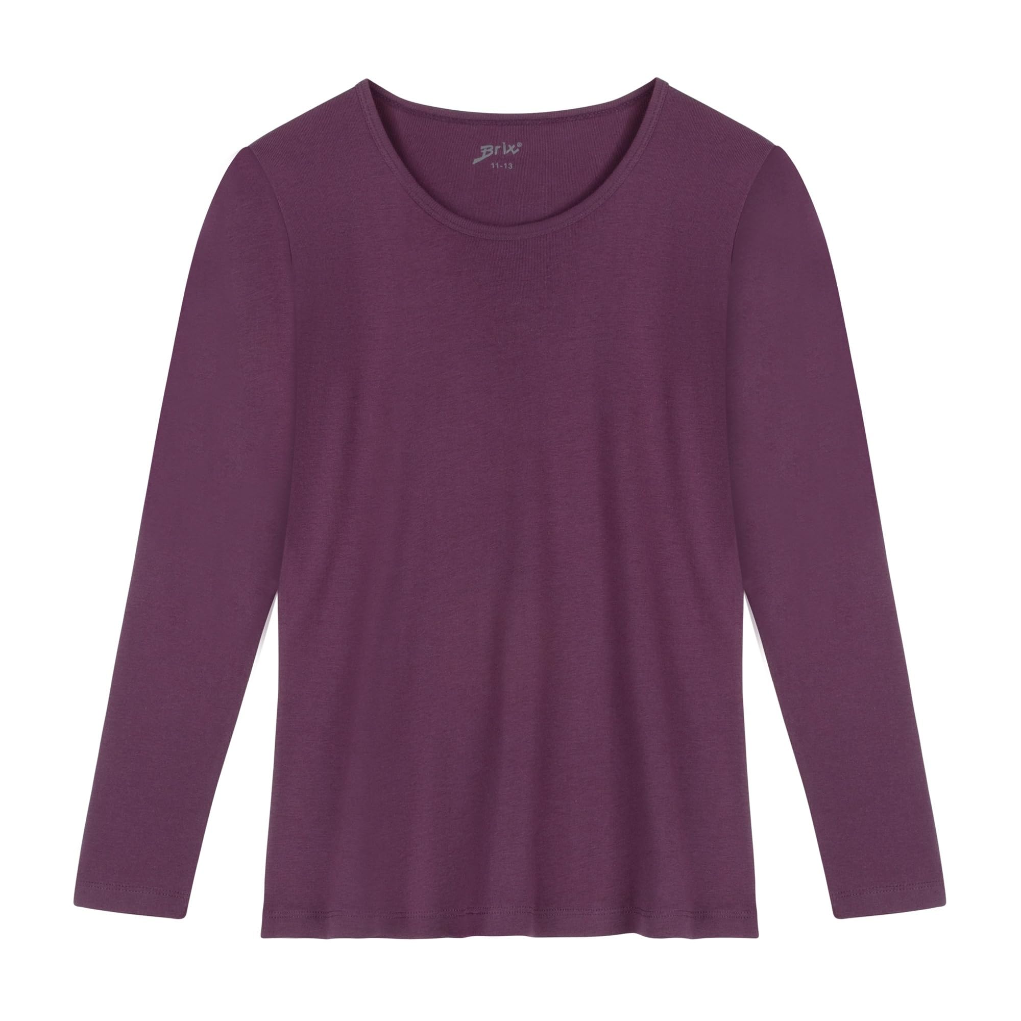 Brix Girls' Long Sleeve Tees - 100% Cotton Tagless 4 -Pack Crew Neck Super Soft Cotton T Shirts.