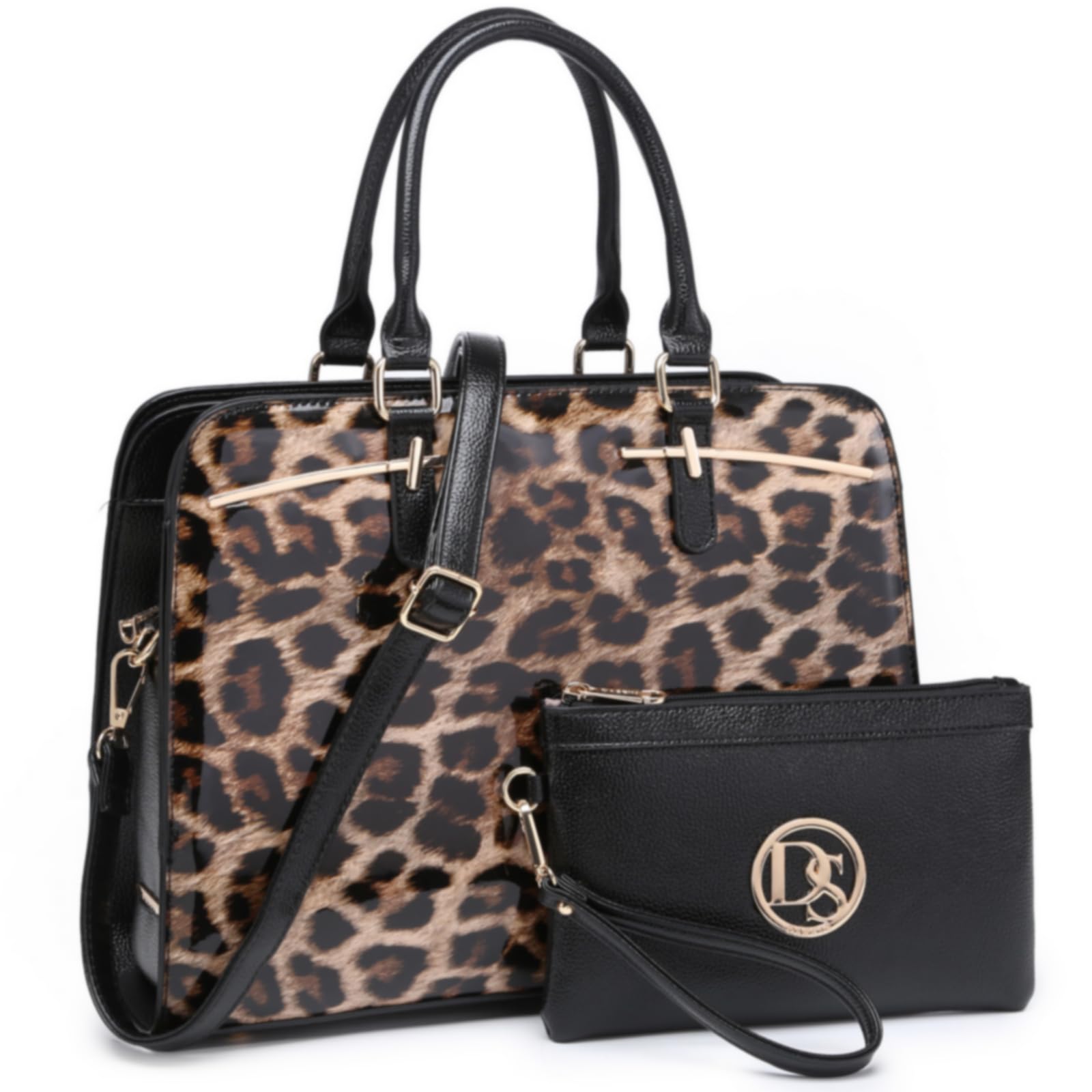 Women Handbag Wallet Tote Shoulder Hobo Bag Top Handle Satchel Purse Set 2pcs with 3 Compartments