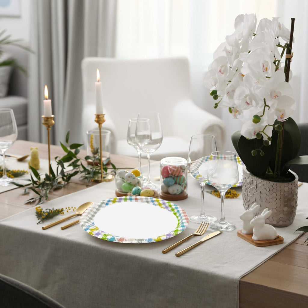 50 Pack Oval Thanksgiving Plates 12 x 10 Inch Thanksgiving Paper Plates Heavy Duty - Large Disposable Dinner Platters,Turkey Pumpkin Autumn Fall Harvest Thanksgiving Party Decor