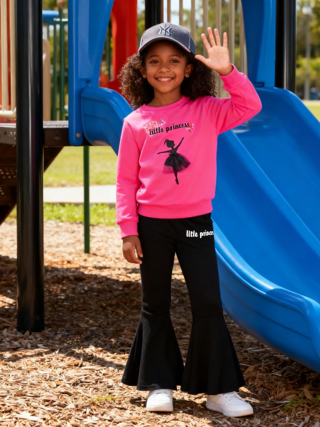 3-9 T Kids Toddler Girl Clothes Letter Print Sweatshirt Flared Pants 2Pc Outfits Set