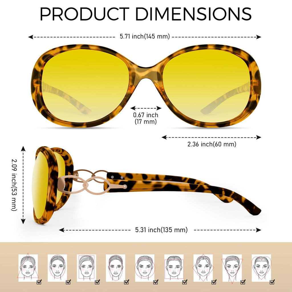 Sunier Sunglasses Womens Polarized Trendy Oversized Sun Glasses Fashion Ladies Shades 100% UV400 Protection S85