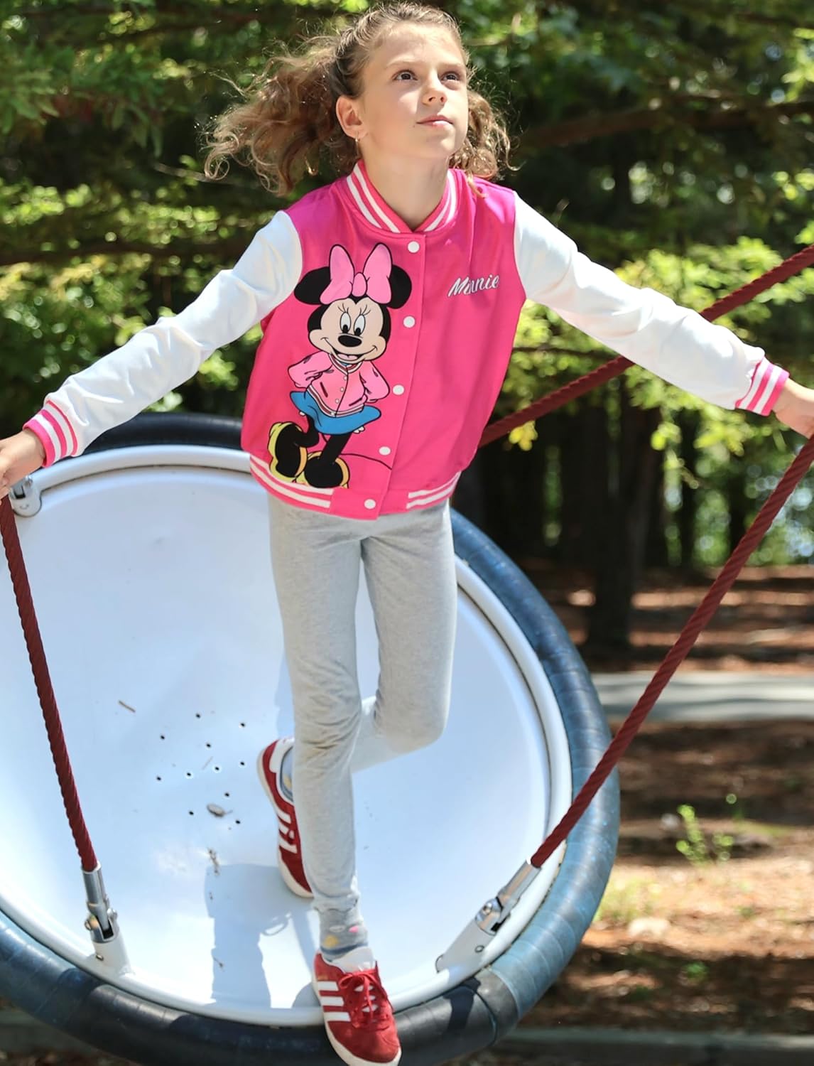 Disney Minnie Mickey Stitch Princess Frozen Elsa Marvel Jacket Lightweight Coat Button up Color Block Sweatshirt 2-14 Years