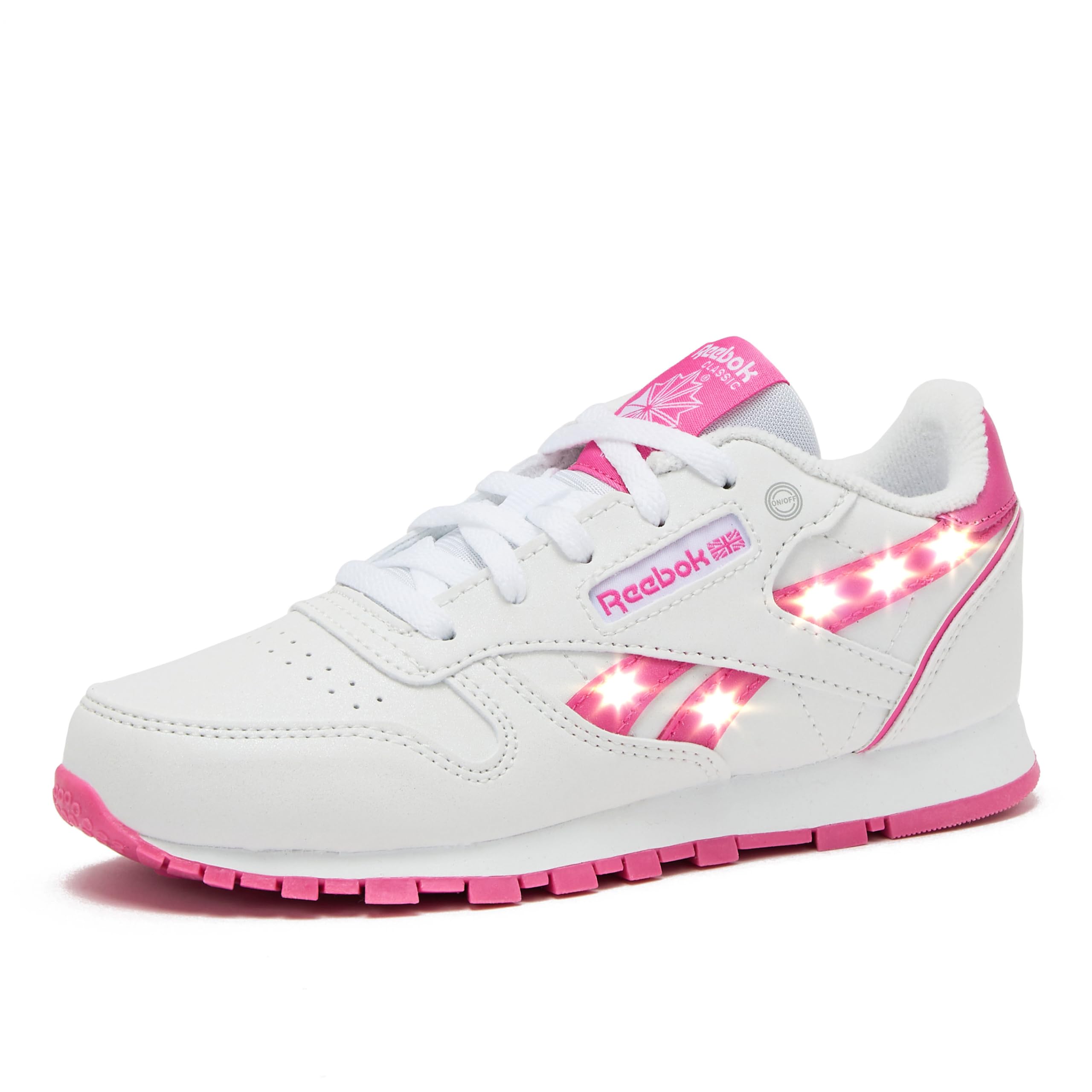 Reebok Classic Leather Step N Flash 2.0 LED Light Up Boys and Girls Sneakers, Lightweight Tennis or Athletic Shoes, Little Kids and Toddler Size 11-3