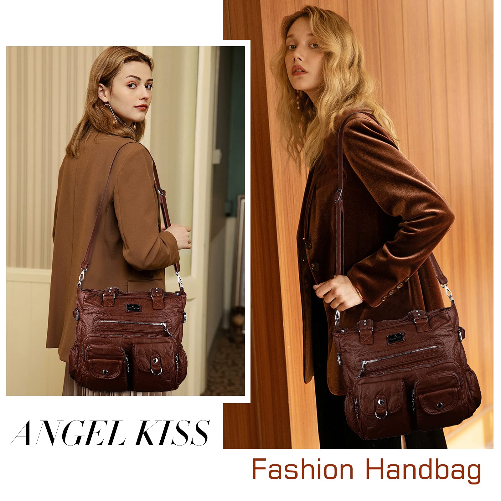 Angelkiss Purses and Handbag for Women Soft Leather Hobo Bags Satchel Shoulder Bags Ladies Tote Crossbody Bag