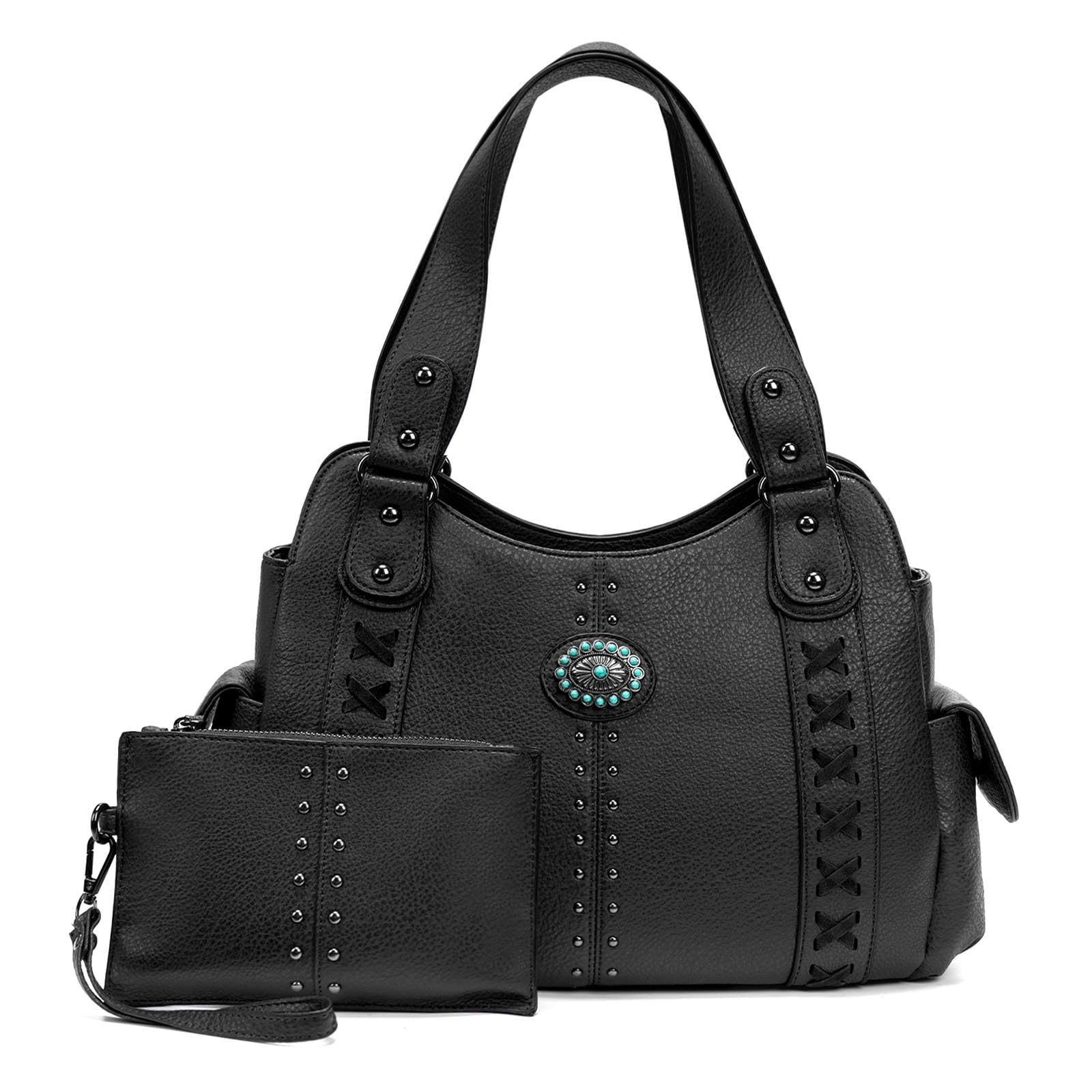 Tote Bag for Women Large Western Purse Ladies Top Handle Shoulder Handbags Vintage Embossed Concho Studs