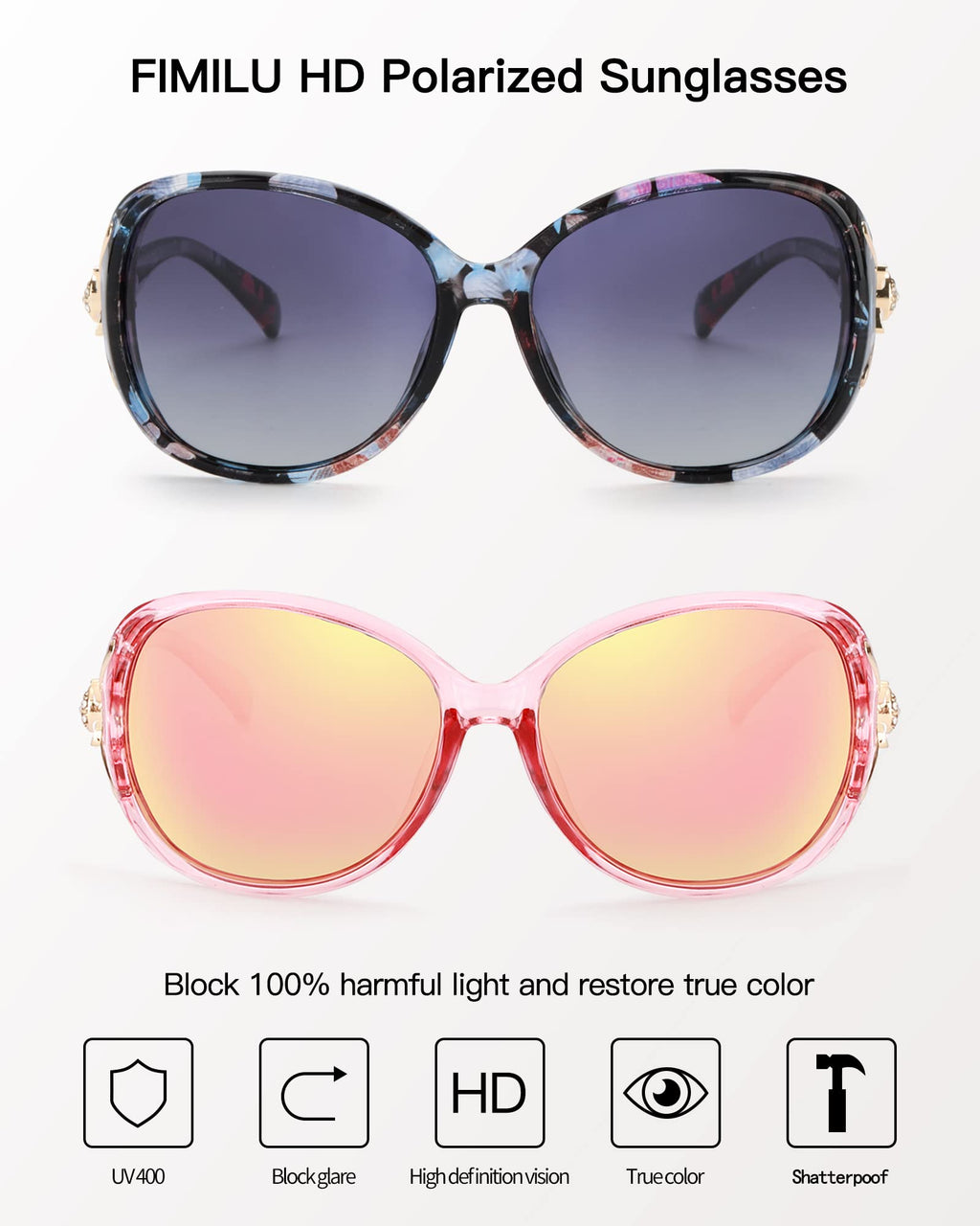 FIMILU Sunglasses for Women Trendy Polarized Sunglasses Oversized Big Sun Glasses Ladies Shades UV Protection