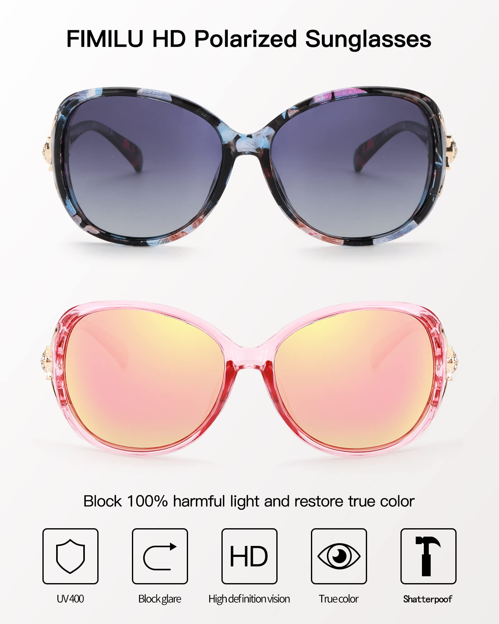 FIMILU Sunglasses for Women Trendy Polarized Sunglasses Oversized Big Sun Glasses Ladies Shades UV Protection