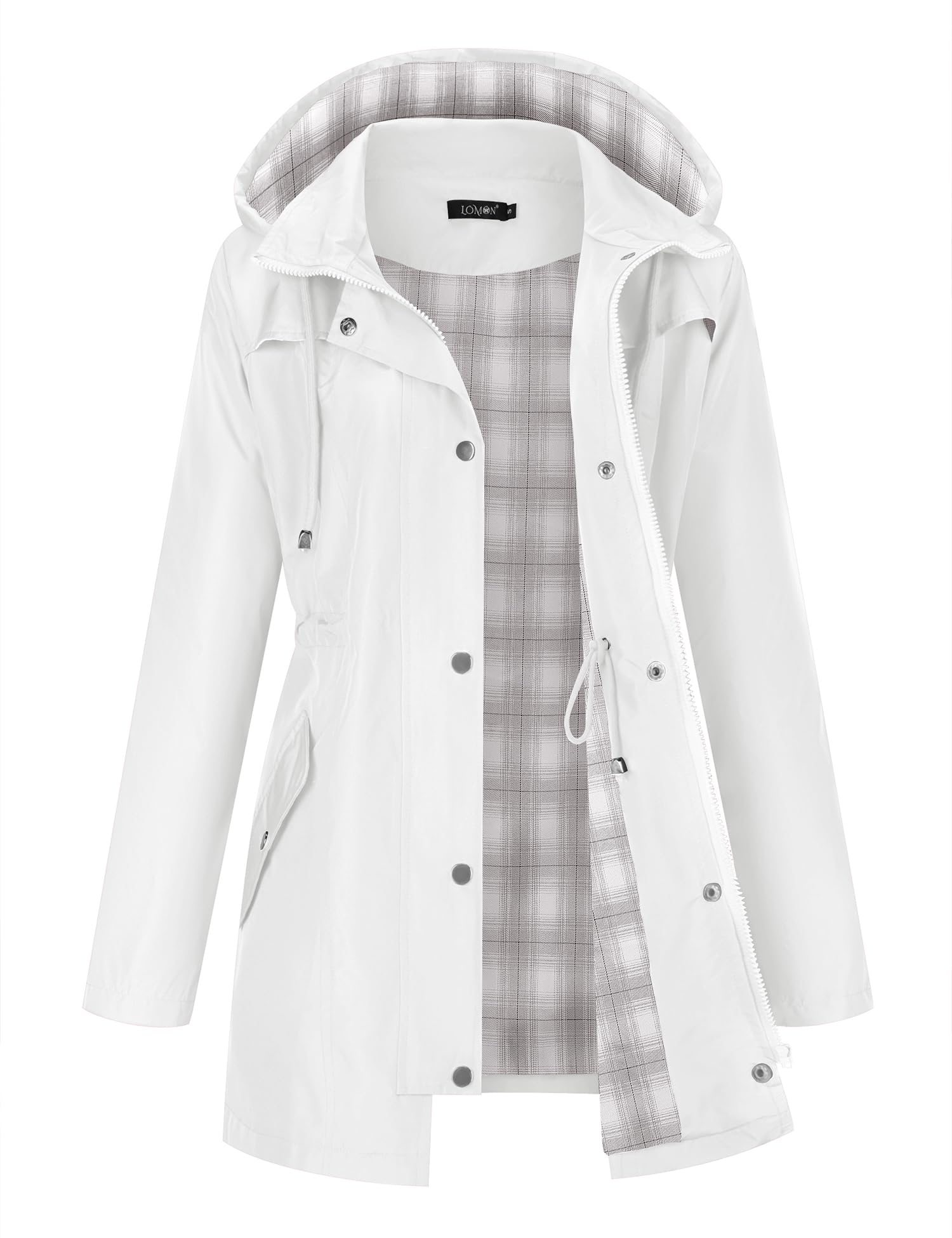LOMON Women Waterproof Outdoor Hiking Raincoat Women Lined Rain Jacket Lightweight Hooded Jackets Trench Coats