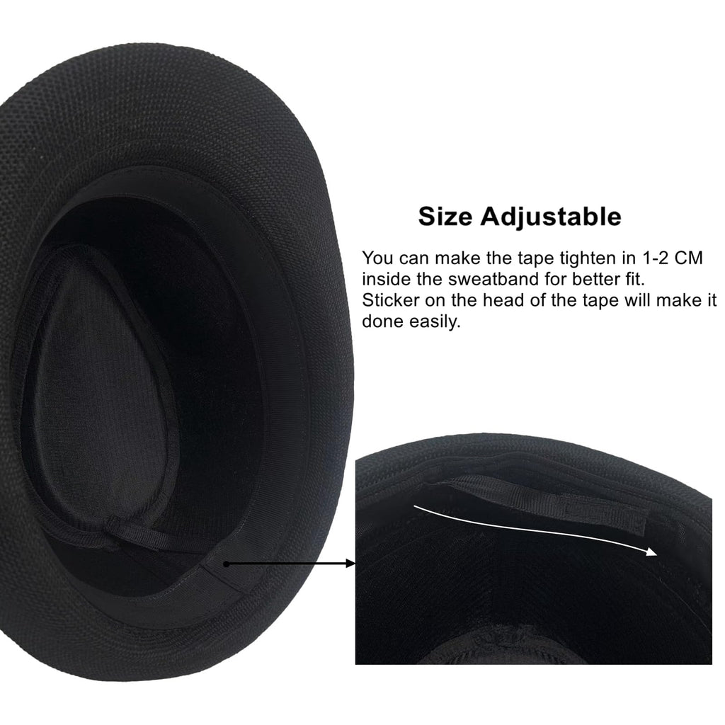 5 Pack Bulk Cuban Fedora Sun Hats Men with Adjustable Strap, Short Brim 1920s Unisex Party Costume Hats Women.