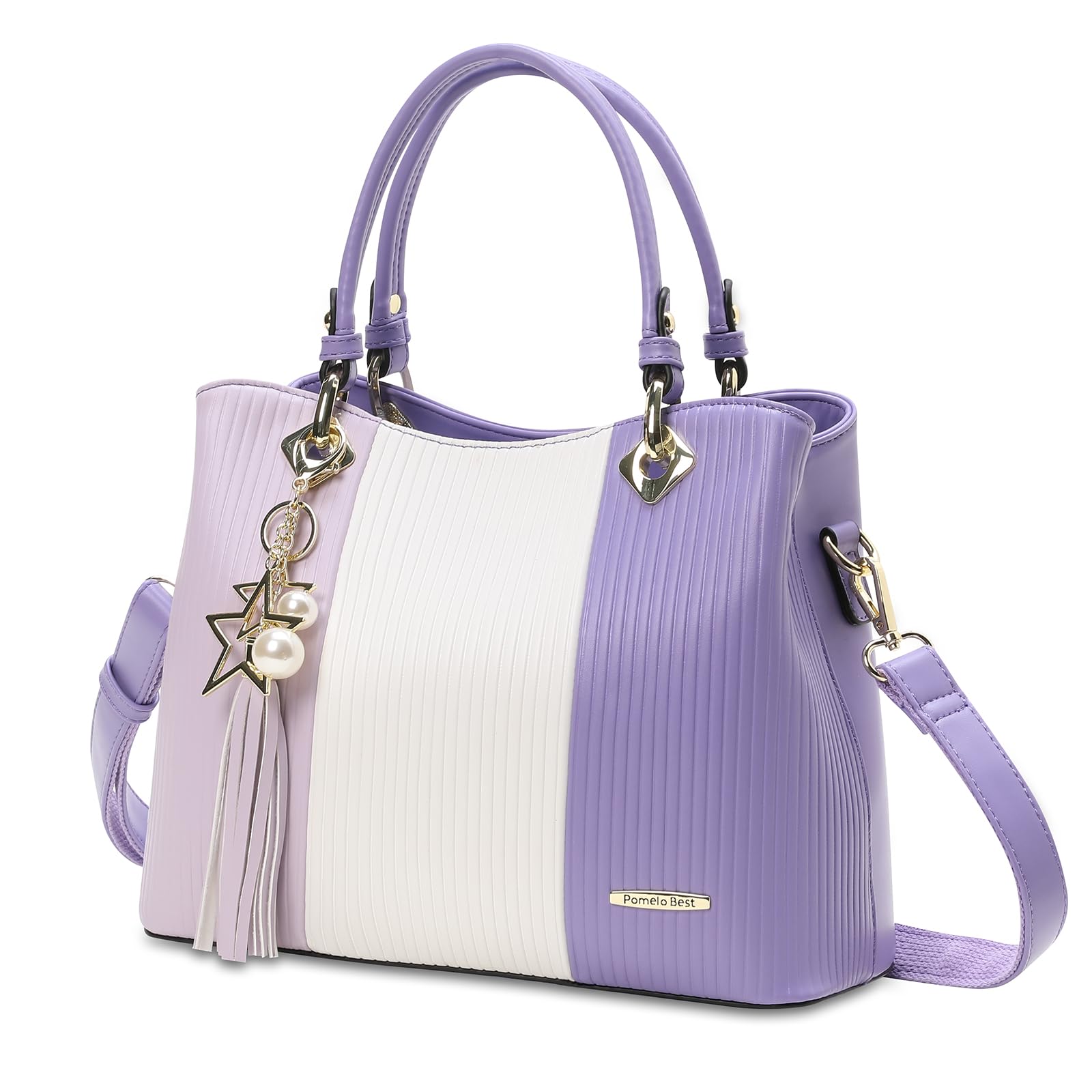 Handbags for Women with Multiple Internal Pockets in Pretty Color Combination, Women's Satchel Handbag