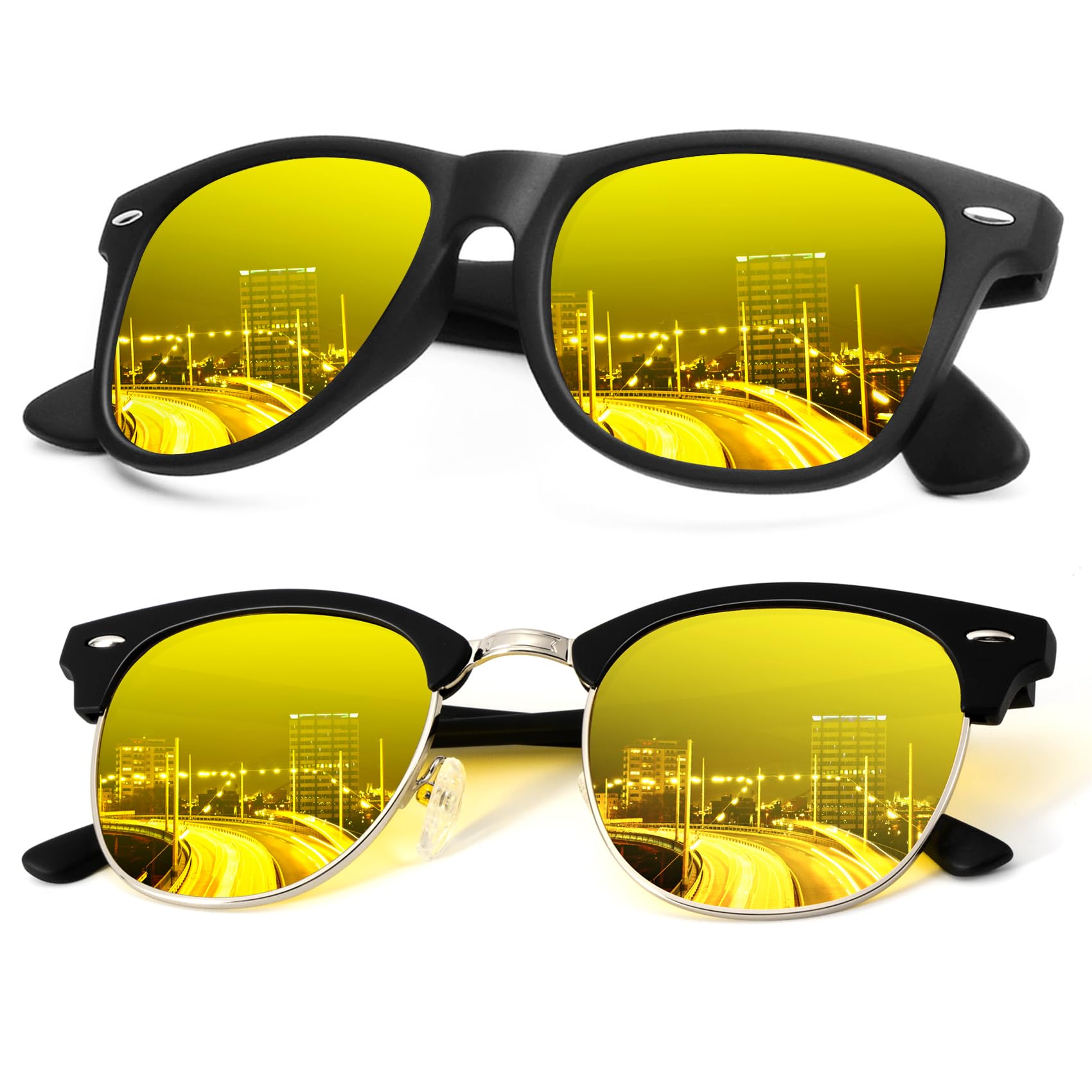 KALIYADI Polarized Sunglasses for Men and Women Semi-Rimless Frame Driving Sun glasses UV Blocking