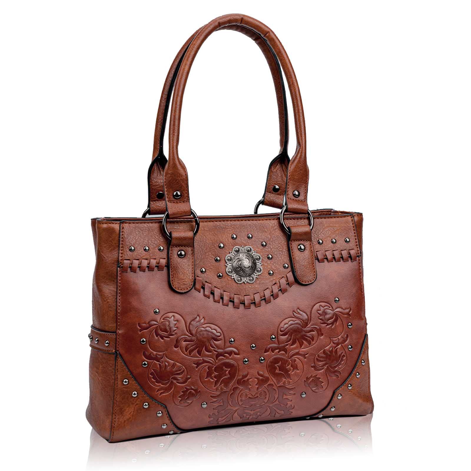 Tote Bag for Women Large Western Purse Ladies Top Handle Shoulder Handbags Vintage Embossed Concho Studs