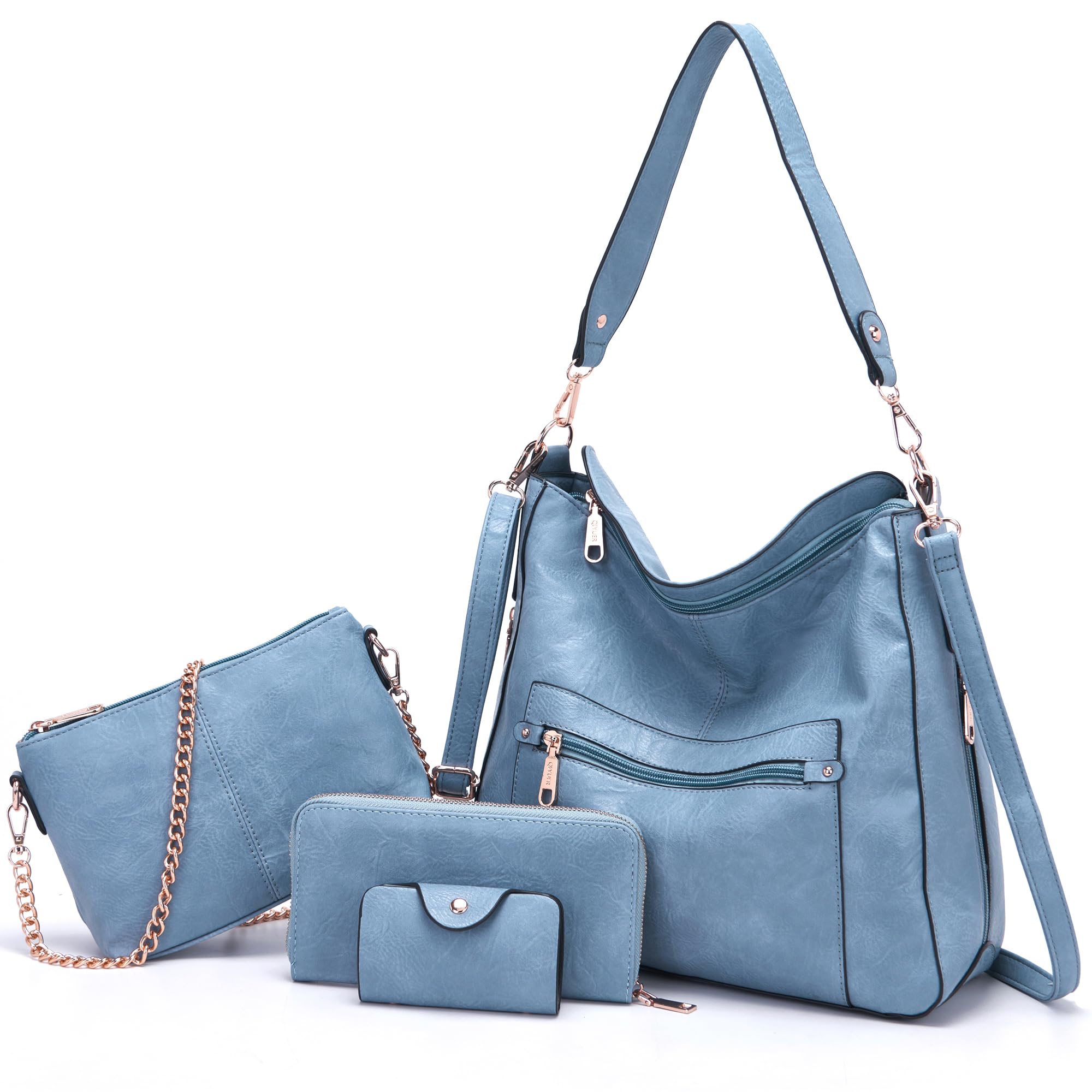 Large Crossbody Purses Set For Women Shoulder Tote Handbags Ladies Hobo Bags With Matching Wallet 4PCS