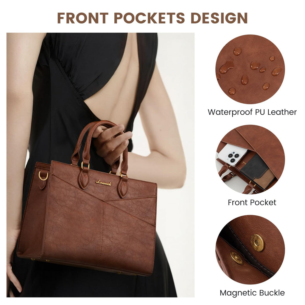 LOVEVOOK Purses for Women,Satchel Handbags Tote Bag, Black Pu Leather Shoulder Crossbody Top Handle Purse with Zipper