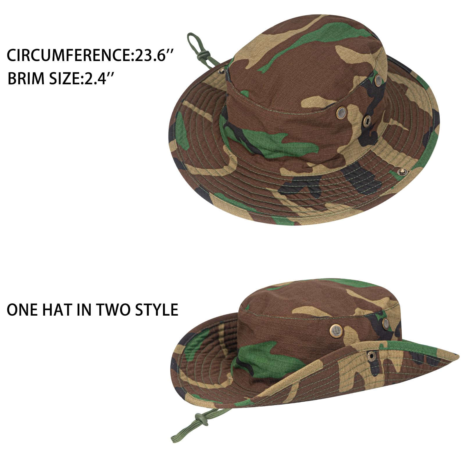 Sun Hats for Men Women Boonie Hat Foldable Fishing Hat UPF 50+ Bucket Hat for Fishing Hiking Garden Safari Beach