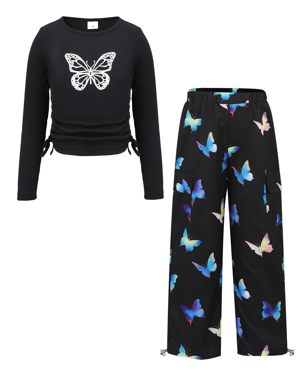 Girls Clothes Tween Girl Clothing Long Sleeve Ruched Drawstring Ribbed Knit Top Camo Cargo Pants Fall Winter Outfits