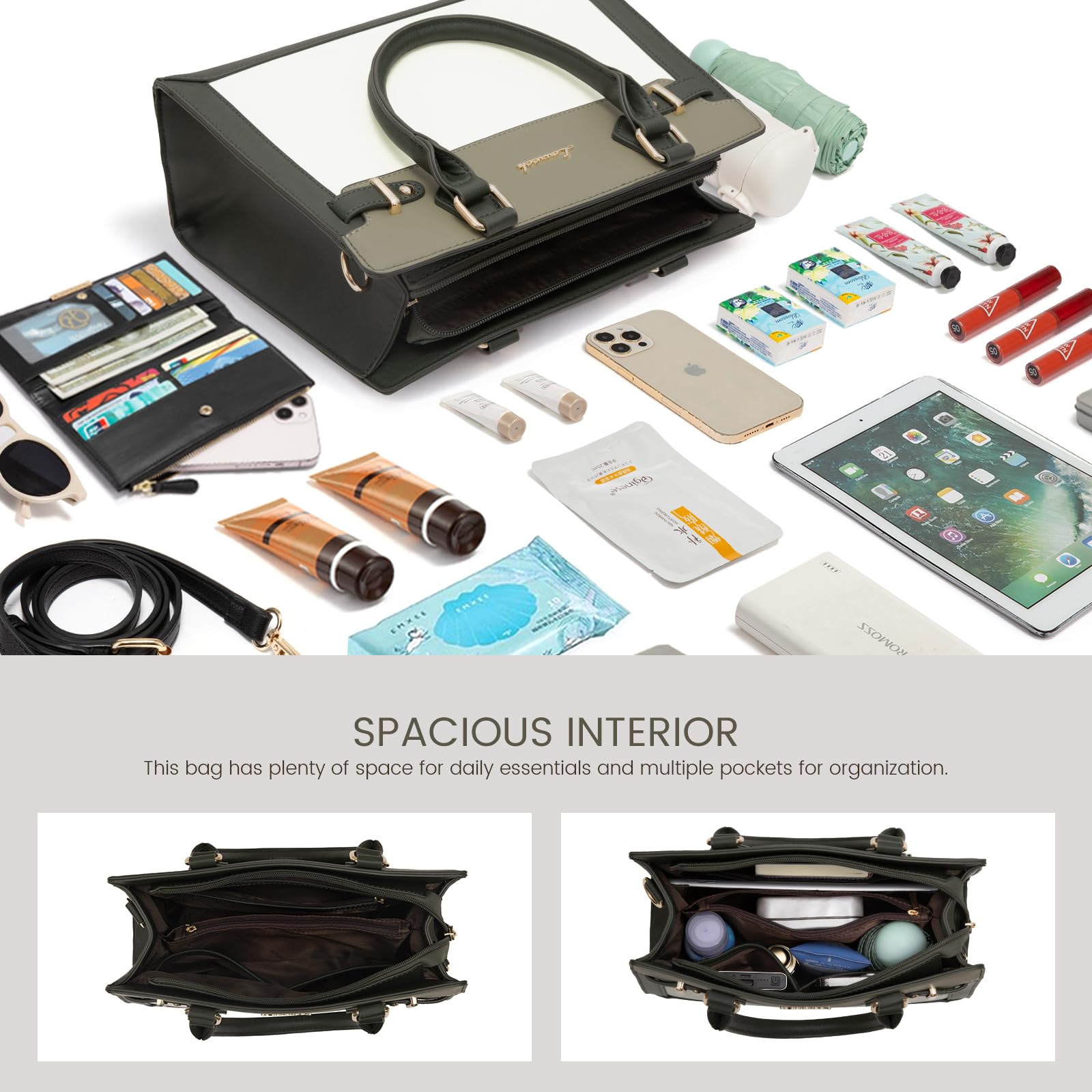 LOVEVOOK Purses and Handbags for Women, Tote Shoulder Bag Satchel Black Purse and PU Leather Top Handle for ladies