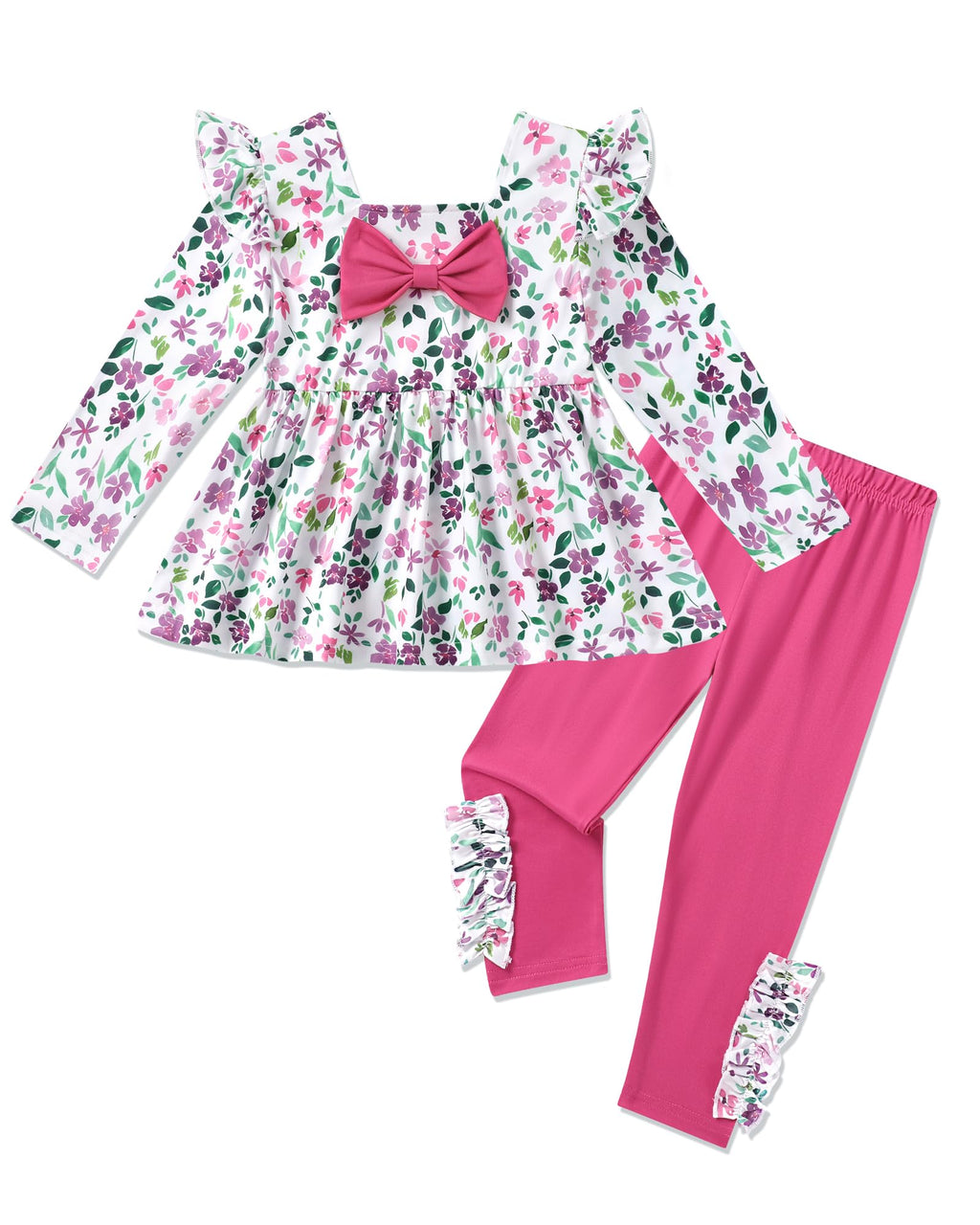 Toddler Girl Clothes 12M-6T Long Sleeves Ruffle Top+Ruffle Pants Toddler Girls Fall Winter Clothes