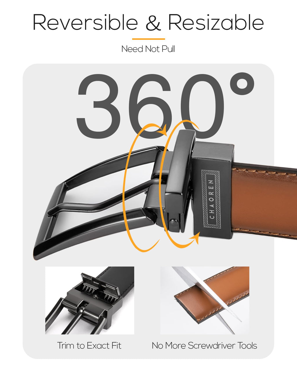 CHAOREN Boys Belt, Most Size Kids 1 1/4" Dress Reversible Belt for Youth - One Leather Belt Two Style