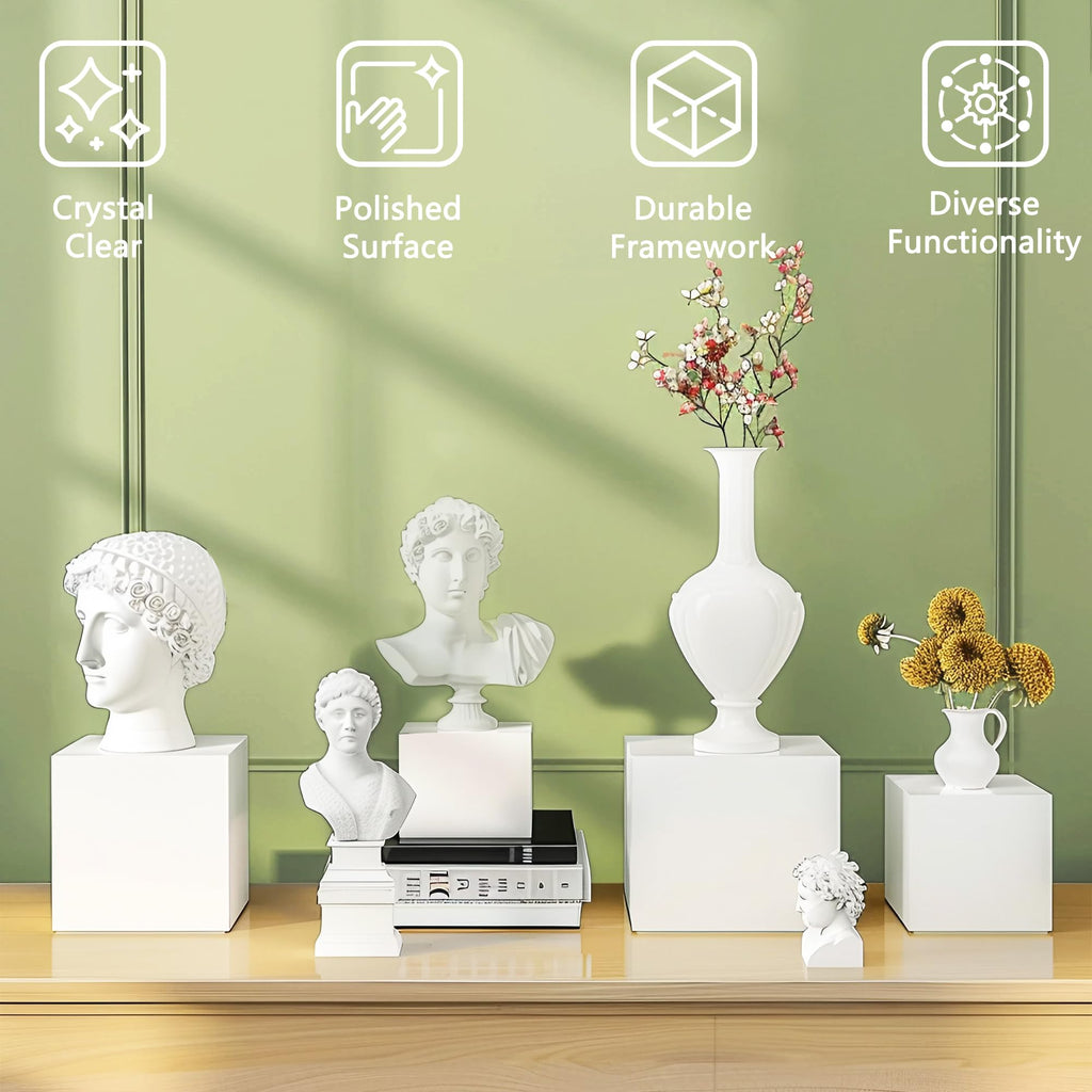 6Pcs Buffet Risers, Food Risers for Buffet Table, Acrylic Cube Display Risers with Hollow Bottom, Food Display Stand for Party Jewelry Dessert Figures (Size 5.5",6",6.5",7",7.5",8")