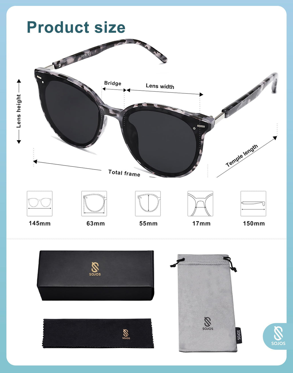 SOJOS Sunglasses Womens Trendy 2025 Classic Round Retro Vintage Shades Large Frame Sunnies SJ2067