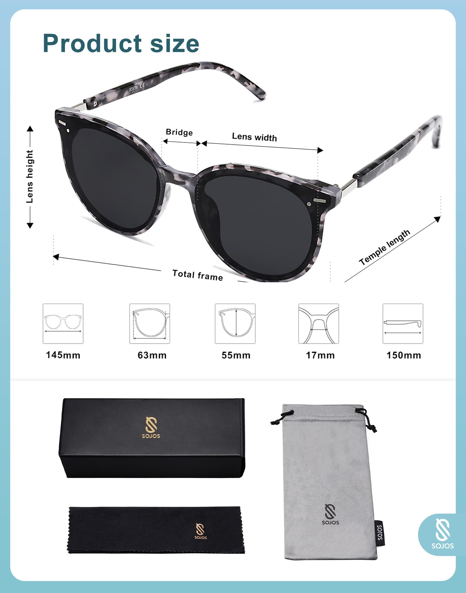 SOJOS Sunglasses Womens Trendy 2025 Classic Round Retro Vintage Shades Large Frame Sunnies SJ2067