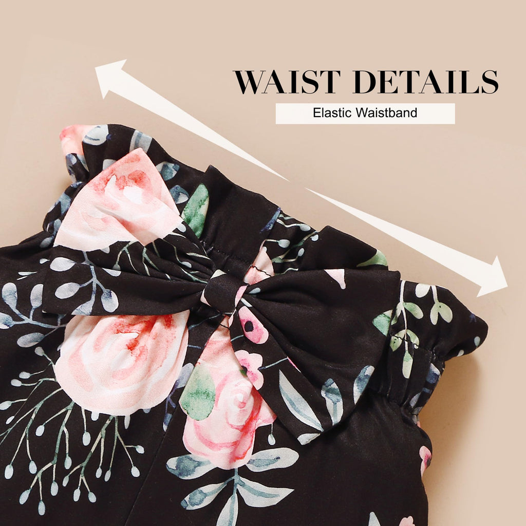 SANMIO Toddler Girl Clothes Outfits Cute Ruffle Sleeve Shirt Floral Pant+Headband 3Pcs Baby Girl Clothing Set 1-6T