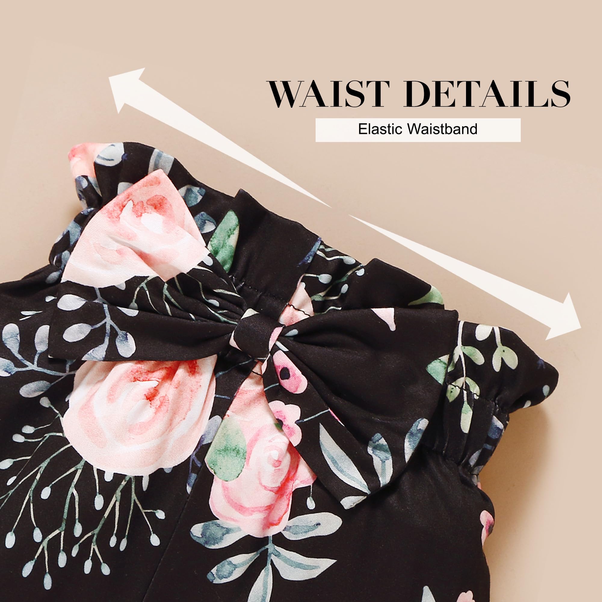 SANMIO Toddler Girl Clothes Outfits Cute Ruffle Sleeve Shirt Floral Pant+Headband 3Pcs Baby Girl Clothing Set 1-6T