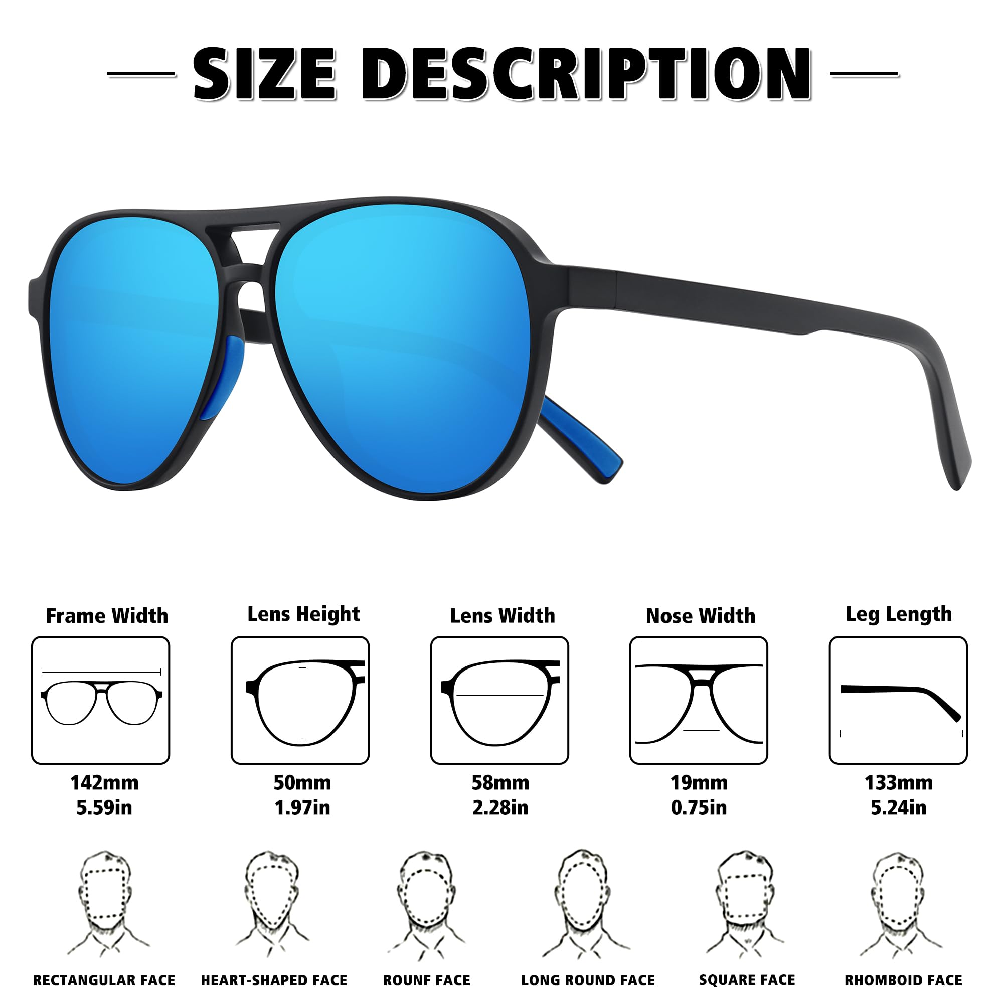 STORYCOAST Polarized Aviator Sunglasses for Men Women Classic Retro Aviators Sports Driving Running Sun Glasses