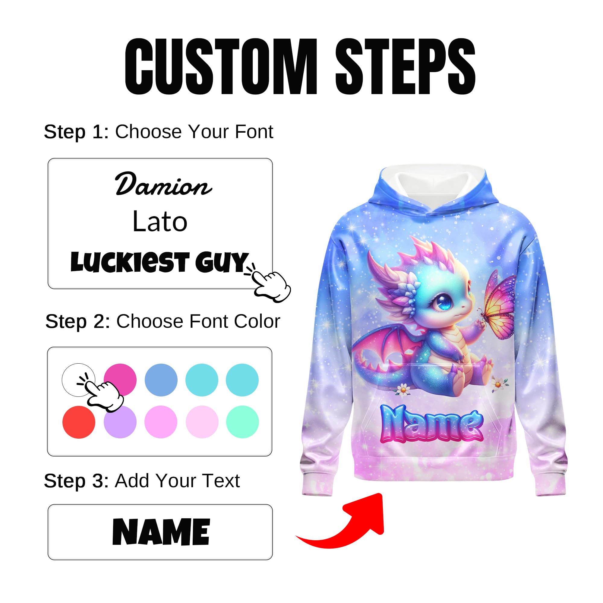 Girls Hoodies - Personalized Pullover with Pocket for Kids Teens - Graphic Hooded Sweatshirts Gifts for Youth