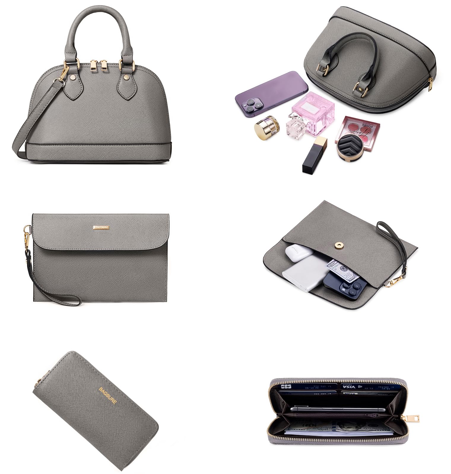 4PCS Women Fashion Handbags Purses Wallet Shoulder Bags Casual Tote Bag Crossbody Bags, Handbag Set Gift for Ladies Girls