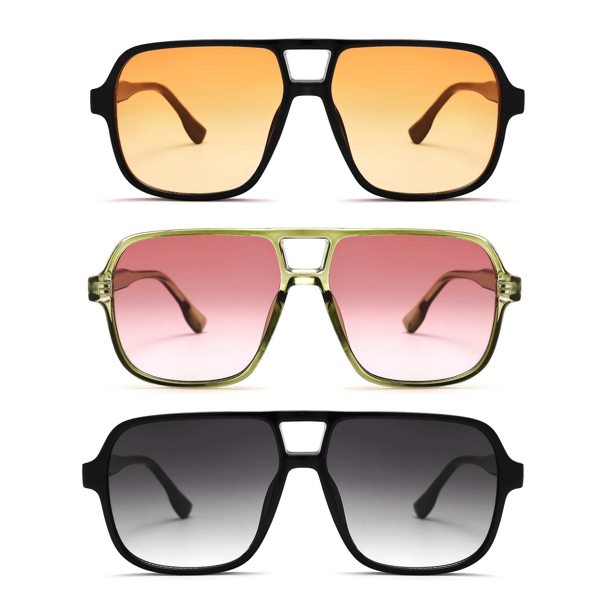 Oversized Aviator Sunglasses for Women Men - Retro 70s Square Shades Sun Glasses