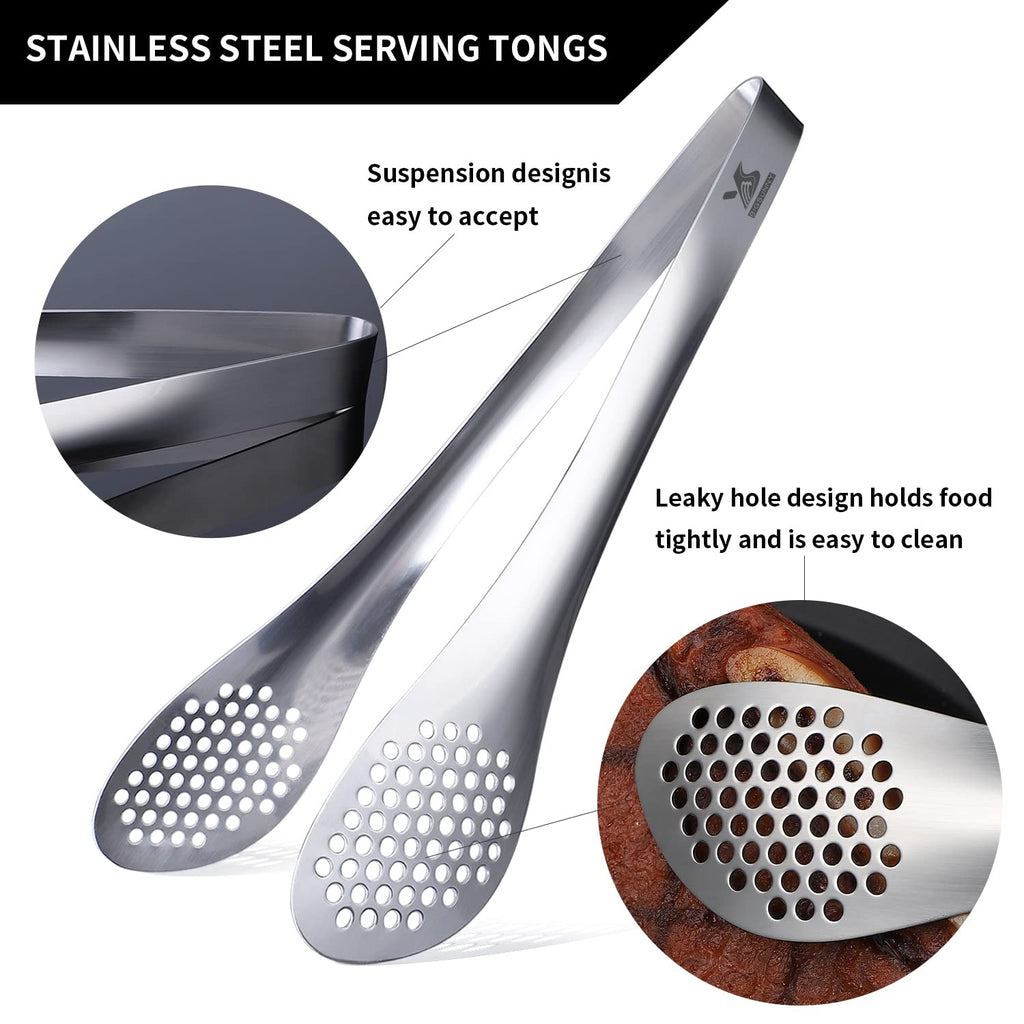 MSY BIGSUNNY 9 inch Buffet Tongs, Set of 2 Stainless Steel Food Serving Tongs