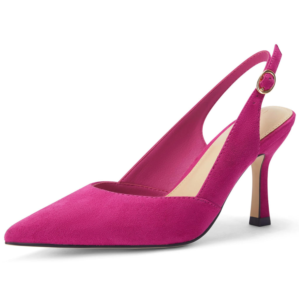 Rilista Women's Slingback Kitten Heels Closed Pointed Toe Wedding Party Dress Pumps Shoes