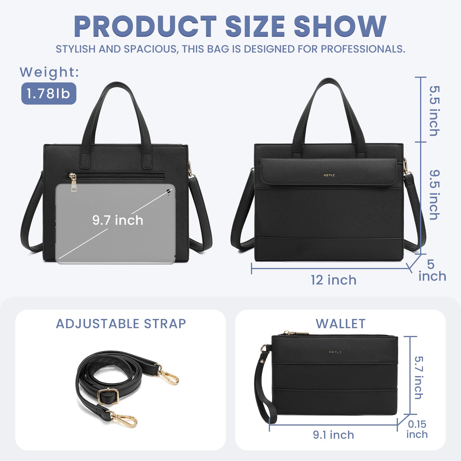 Keyli 2pcs Purses and Handbags for Women, Fashion Shoulder Tote Bags Top Handle Satchel and Vegan Leather Bags for ladies