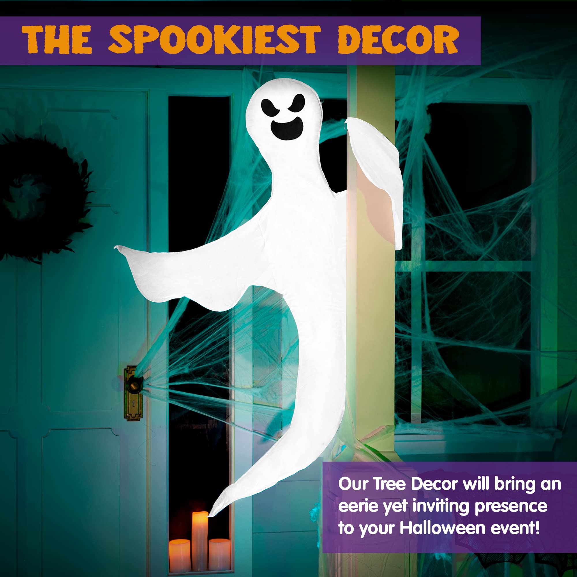 JOYIN 53” Halloween Bendable Tree Wrap Ghost Decoration for Halloween Outdoor, Lawn, Tree, Pillar Decorations, Ghost Party Supplies