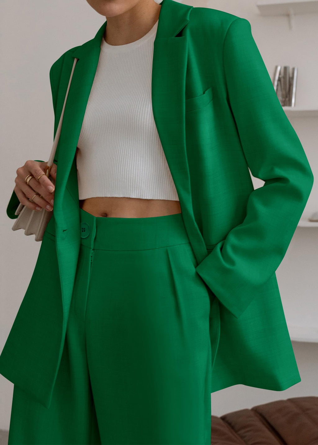 KIRUNDO Women Suits 2 Piece Set Business Casual Dressy Oversized Blazer Jacket and Wide Leg Dress Pantsuits Formal Outfits