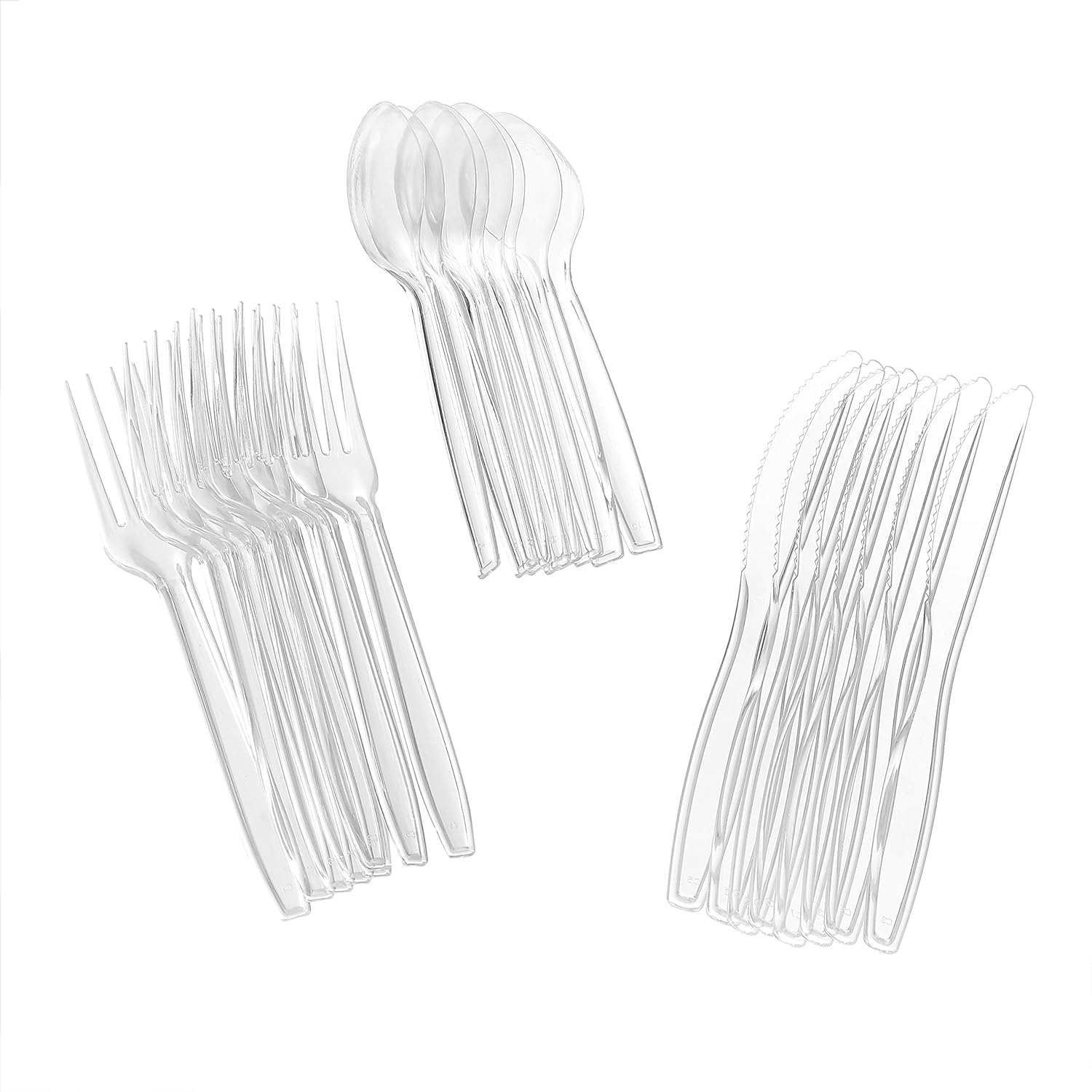 Glad Disposable Cutlery Set - Clear Heavy Duty Plastic Forks, Knives, and Spoons - 240 Piece Plasticware for Parties - Durable, Sturdy Recyclable Utensils - Great for July 4th, Thanksgiving, Christmas