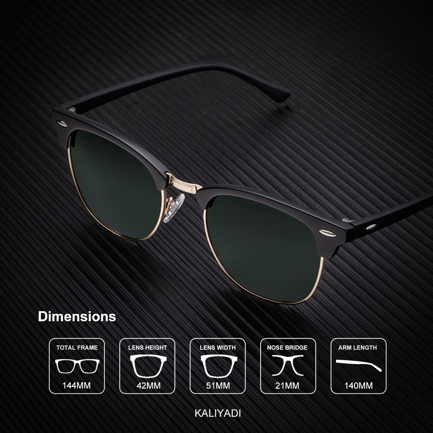 KALIYADI Polarized Sunglasses for Men and Women Semi-Rimless Frame Driving Sun glasses UV Blocking
