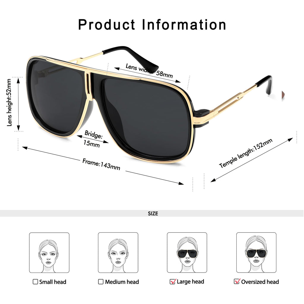 Retro Aviator Sunglasses for Women Men Oversized 70s 90s Square Womens Mens Sunnies AP3683