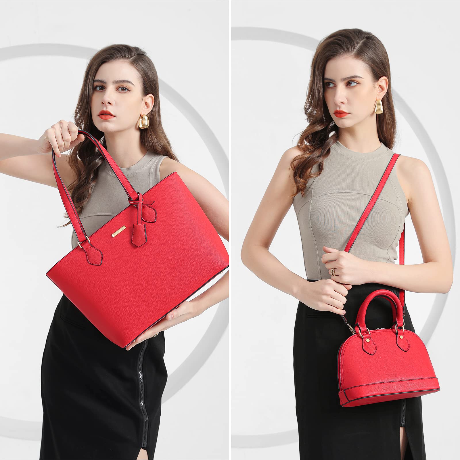 4PCS Women Fashion Handbags Purses Wallet Shoulder Bags Casual Tote Bag Crossbody Bags, Handbag Set Gift for Ladies Girls