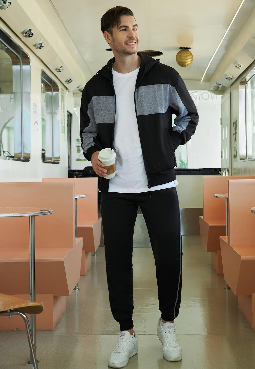 LBL Leading the Better Life Men's Casual Tracksuit Long Sleeve Sweat Suit Running Jogging Athletic Sports Set