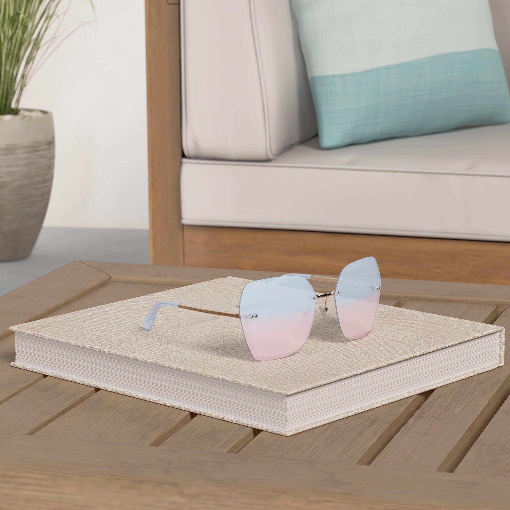 AEVOGUE Sunglasses For Women Oversized Rimless Diamond Cutting Lens Sun Glasses AE0534