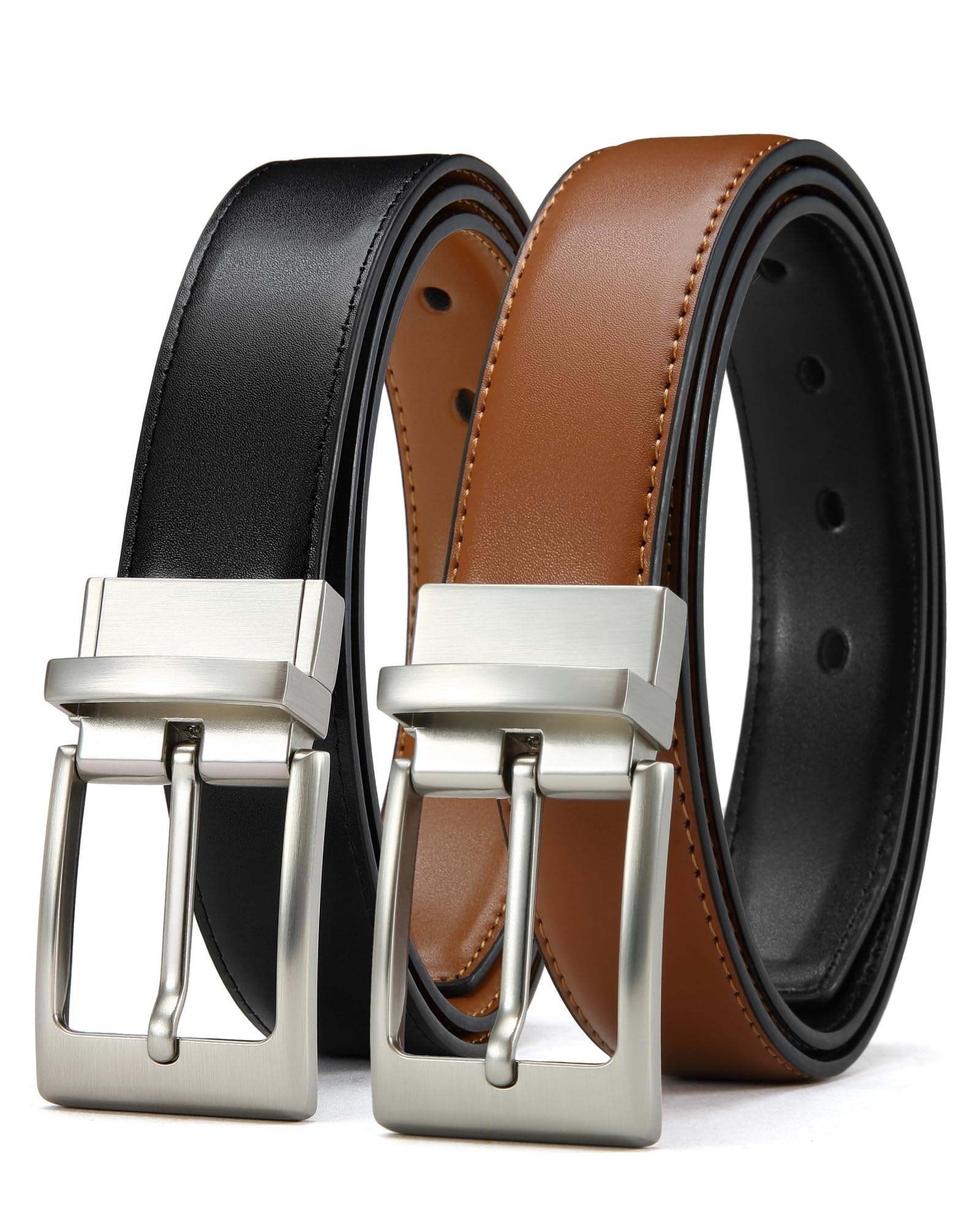 CHAOREN Boys Belt, Most Size Kids 1 1/4" Dress Reversible Belt for Youth - One Leather Belt Two Style