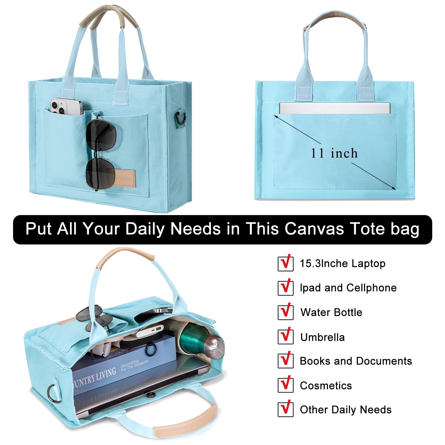 Tote Bags for Women Canvas Tote Purse Crossbody with Pockets Top Handle Shoulder Satchel Bag for Women