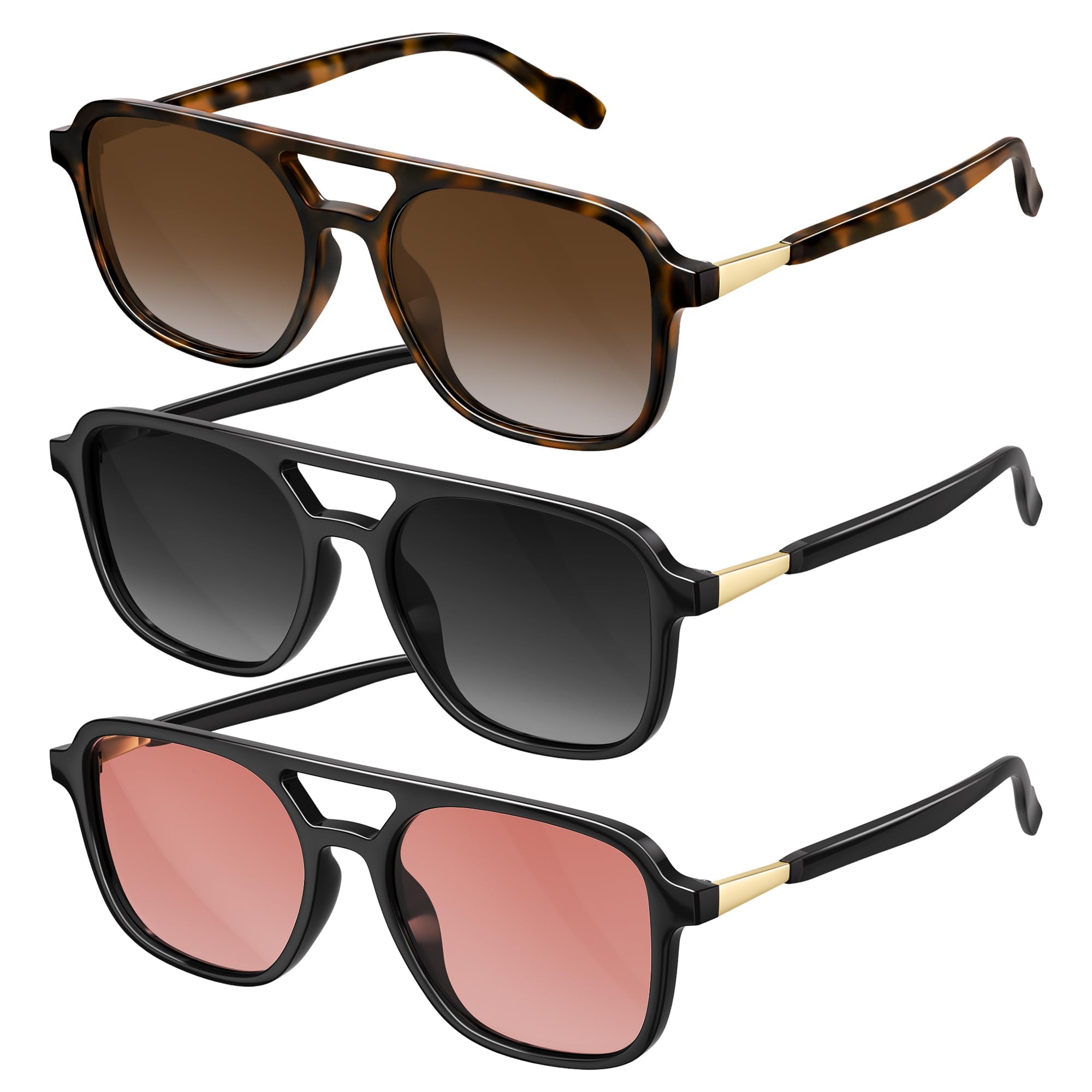 Retro Aviator Sunglasses for Women Men:Polarized Trendy Vintage 70s Rectangle Mens Womens Shades Sun Glasses